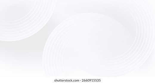 Abstract white glowing geometric lines on gray background. Modern shiny blue circle lines pattern. 