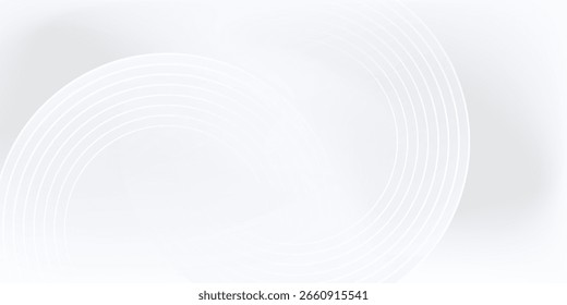 Líneas geométricas brillantes blancas Abstractas sobre fondo gris. Moderno patrón de líneas de círculo azul brillante. Concepto de tecnología futurista. Traje para la cubierta, cartel,