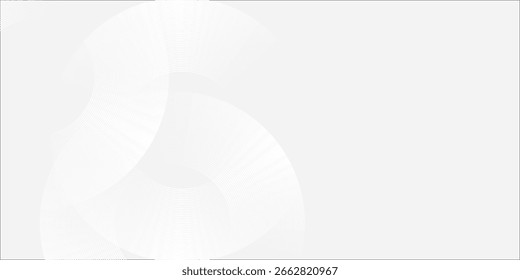 Líneas geométricas brillantes blancas Abstractas sobre fondo gris. Moderno patrón de líneas de círculo azul brillante. Concepto de tecnología futurista. Traje para la cubierta, cartel,