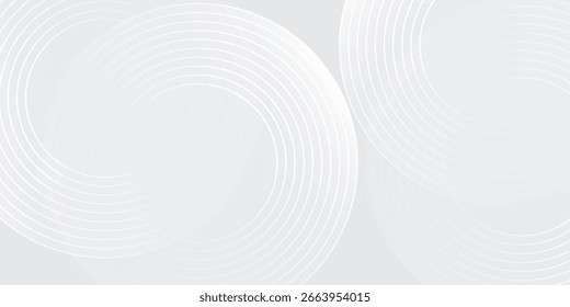 Líneas geométricas brillantes blancas Abstractas sobre fondo gris. Moderno patrón de líneas de círculo azul brillante. Concepto de tecnología futurista. moderno