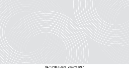 Líneas geométricas brillantes blancas Abstractas sobre fondo gris. Moderno patrón de líneas de círculo azul brillante. Concepto de tecnología futurista. eps10