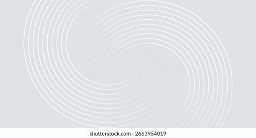 Abstract white glowing geometric lines on gray background. Modern shiny blue circle lines pattern. Futuristic technology concept. eps10
