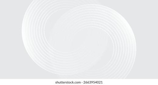 Abstract white glowing geometric lines on gray background. Modern shiny blue circle lines pattern. Futuristic technology concept. modern