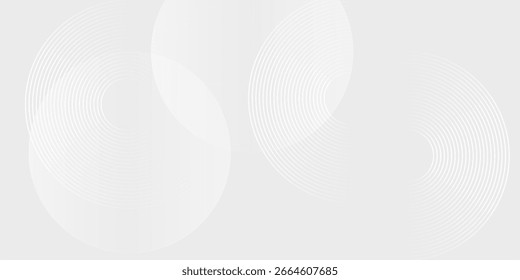 Abstract white glowing geometric lines on gray background. Modern shiny blue circle lines pattern. Futuristic technology concept. Suit for cover, poster, banner, brochure, header, website vector