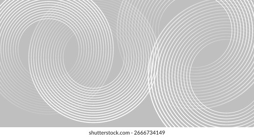 Líneas geométricas brillantes blancas Abstractas sobre fondo gris. Moderno patrón de líneas de círculo azul brillante. Concepto de tecnología futurista moderno