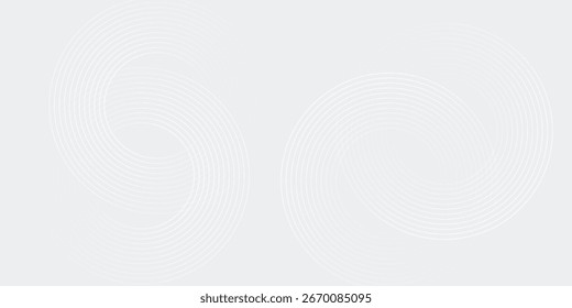 Linhas geométricas brilhantes em branco abstrato sobre fundo cinza. Padrão moderno de linhas de círculo azul brilhante. Estilo de conceito de tecnologia futurista