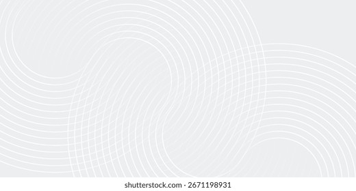 Abstrakte, weiß leuchtende geometrische Linien auf grauem Hintergrund. Moderne glänzende blaue Kreislinien Muster.