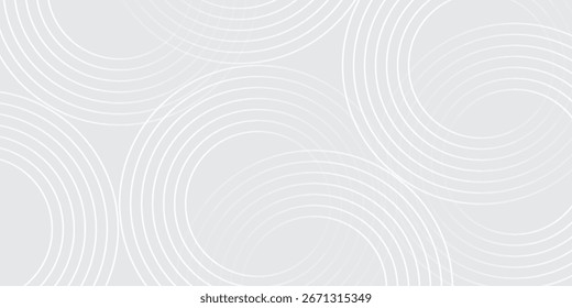 Líneas geométricas brillantes blancas Abstractas sobre fondo gris. Moderno patrón de líneas de círculo blanco brillante. Concepto de tecnología futurista. Traje para la cubierta, cartel, Anuncio, folleto, cabecera, Vector del Sitio web