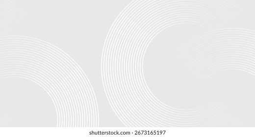 Líneas geométricas brillantes blancas Abstractas sobre fondo gris. Moderno patrón de líneas de círculo azul brillante. Diseño moderno de moda en Ilustración vectorial