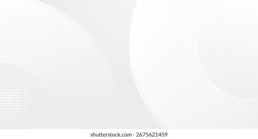 Abstract white glowing geometric lines on gray background. Modern shiny blue circle simple art design