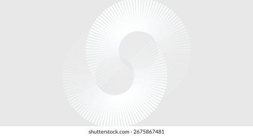 Abstract white glowing geometric lines on gray background. Modern shiny blue circle lines pattern. Futuristic technology 