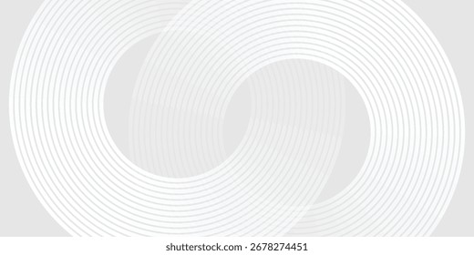 Abstract white glowing geometric lines on gray background. Modern shiny blue circle lines pattern. Futuristic technology concept.  banners, posters, cards, wallpapers, sites. background