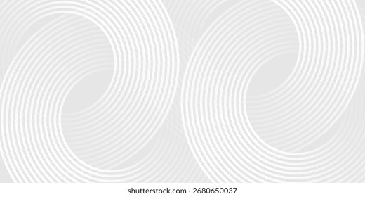 Abstract white glowing geometric lines on gray background. Modern shiny blue circle lines pattern. Futuristic technology concept. banners, posters, cards, wallpapers, sites. background