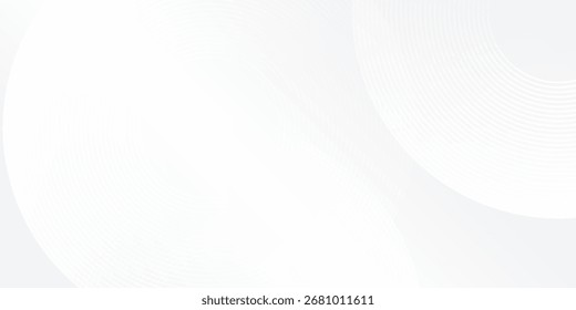 Abstract white glowing geometric lines on gray background. Modern shiny blue circle abstract modern