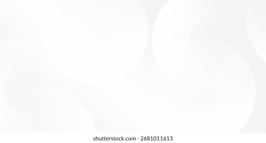 Abstract white glowing geometric lines on gray background. Modern shiny blue circle abstract modern art simple