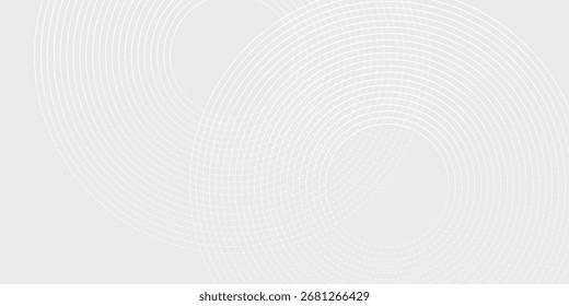 Abstract white glowing geometric lines on gray background. Aesthetic Modern shiny blue circle lines pattern. Futuristic technology concept.Eps 10