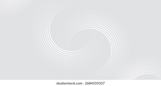Abstract white glowing geometric lines on gray background. Modern shiny blue circle lines pattern. 