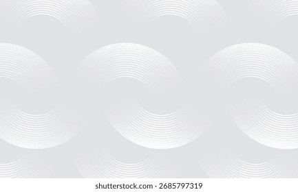 Linhas geométricas brilhantes em branco abstrato sobre fundo cinza. Padrão moderno de linhas de círculo azul brilhante. Conceito de tecnologia futurista. 