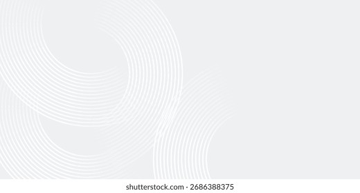 Líneas geométricas brillantes blancas Abstractas sobre fondo gris. Moderno patrón de líneas de círculo azul brillante. Vector de tecnología futurista eps10