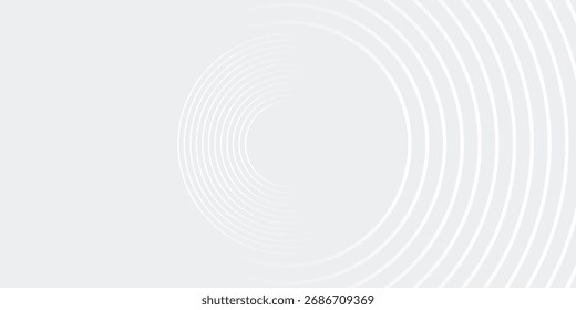 Abstract white glowing geometric lines on gray background. Modern shiny blue circle lines pattern. Futuristic technology concept. Suit for cover, poster, banner, brochure, header, website vector