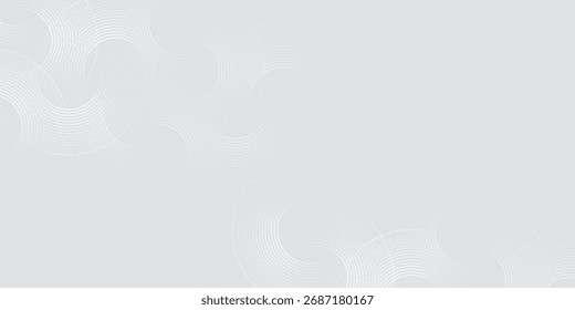 Abstrakte, weiß leuchtende geometrische Linien auf grauem Hintergrund. Modernes glänzendes Blau moderne Grafik einfache Kunst gute Illustrationen kreisförmiges Muster