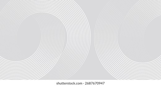 Líneas geométricas brillantes blancas Abstractas sobre fondo gris. Moderno patrón de líneas de círculo azul brillante. Concepto de tecnología futurista. Anuncios, carteles, tarjetas, Fondos de pantalla, sitios. fondo