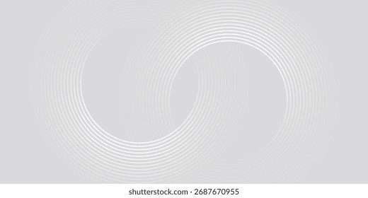 Líneas geométricas brillantes blancas Abstractas sobre fondo gris. Moderno patrón de líneas de círculo azul brillante. Concepto de tecnología futurista. Anuncios, carteles, tarjetas, Fondos de pantalla, sitios. fondo