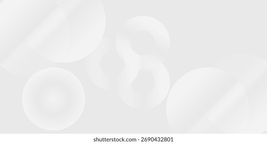 Abstract white glowing geometric lines on gray background. Modern shiny blue circle simple abstract art background