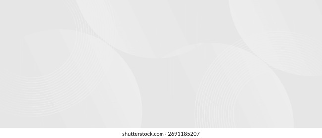 Abstract white glowing geometric lines on gray background. Modern shiny blue circle lines pattern. Futuristic technology concept. Suit for cover, poster, banner, brochure, header, Vector