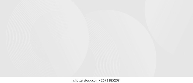 Líneas geométricas brillantes blancas Abstractas sobre fondo gris. Moderno patrón de líneas de círculo azul brillante. Concepto de tecnología futurista. Traje para la cubierta, cartel, Anuncio, folleto, cabecera