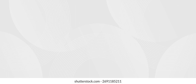 Abstract white glowing geometric lines on gray background. Modern shiny blue circle lines pattern. Futuristic technology concept. Suit for cover, poster, banner, brochure, header, Eps10