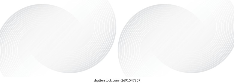 Abstract white glowing geometric lines on gray background. Modern shiny blue circle lines pattern