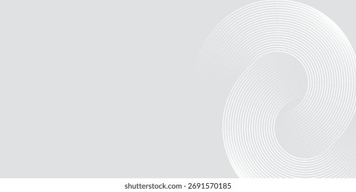 Abstract white glowing geometric lines on gray background. Modern shiny blue circle lines pattern. Futuristic technology concept. Suit for cover, poster,vector