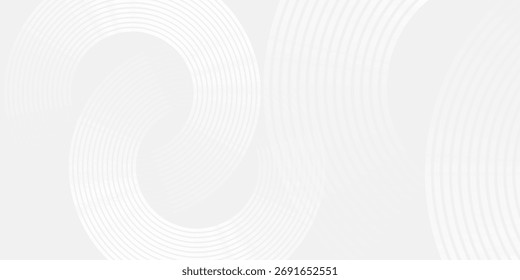 Líneas geométricas brillantes blancas Abstractas sobre fondo gris. Moderno patrón de líneas de círculo azul brillante. Concepto de tecnología futurista. Traje para la cubierta, cartel, Anuncio, folleto, cabecera, Vector del Sitio web