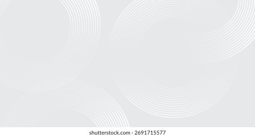 Abstrakte, weiß leuchtende geometrische Linien auf grauem Hintergrund. Moderne glänzende blaue Kreislinien Muster. futuristisch