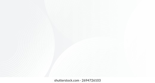 Abstract white glowing geometric lines on gray background. Modern shiny blue circle lines pattern. Futuristic technology concept. Suit for cover, poster, banner, brochure, header, vector modern