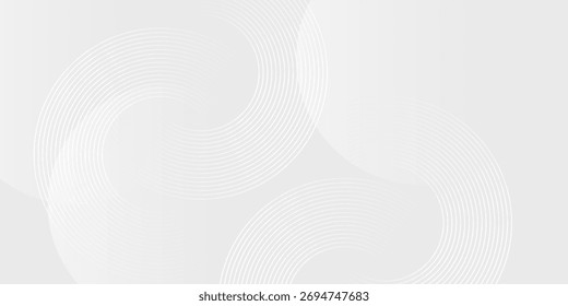 Abstract white glowing geometric lines on gray background. Modern shiny blue circle lines pattern. Futuristic technology concept. Suit for cover, poster, banner, brochure, header, website vector