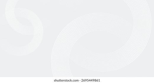 Líneas geométricas brillantes blancas Abstractas sobre fondo gris. Moderno patrón de líneas de círculo azul brillante. Concepto de tecnología futurista. Traje para la cubierta, cartel, Anuncio, folleto, cabecera, Vector moderno