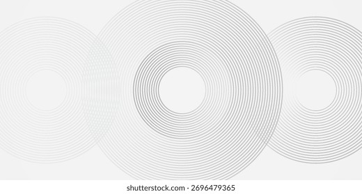 Abstract white glowing geometric lines on gray background. Modern shiny blue circle lines pattern. Futuristic technology concept. Suit for cover, poster, banner, brochure, header, vector modern