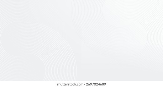 Abstract white glowing geometric lines on gray background. Modern shiny blue circle lines pattern. Futuristic technology concept. Suit for cover, poster, banner, brochure, header, vector modern