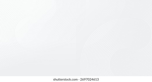Abstract white glowing geometric lines on gray background. Modern shiny blue circle lines pattern. Futuristic technology concept. Suit for cover, poster, banner, brochure, header, vector modern