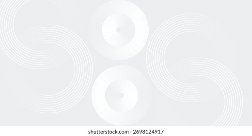 Linhas geométricas brilhantes em branco abstrato sobre fundo cinza. Padrão moderno de linhas de círculo azul brilhante. Conceito de tecnologia futurista. Terno para capa, cartaz, banner, brochura, cabeçalho, vetor moderno