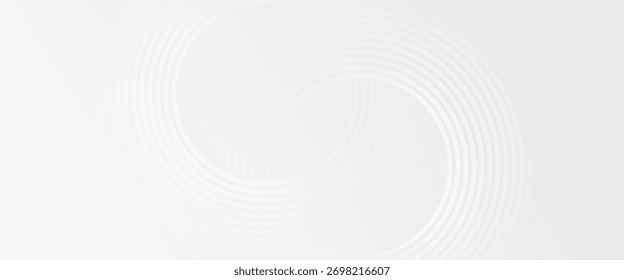 Abstract white glowing geometric lines on gray background. Modern shiny blue circle lines pattern. Futuristic technology concept. Suit for cover, poster,