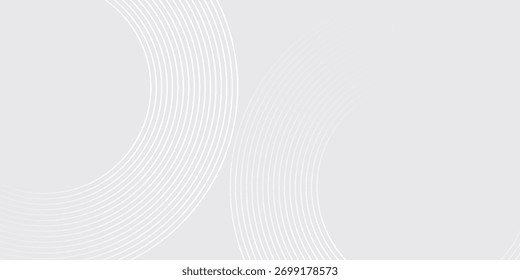 Linhas geométricas brilhantes em branco abstrato sobre fundo cinza. Padrão moderno de linhas de círculo azul brilhante. vetor eps10