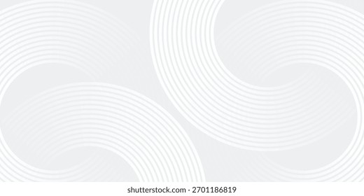 Abstract white glowing geometric lines on gray background. Modern shiny blue circle lines pattern. Futuristic technology concept