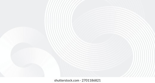 Abstract white glowing geometric lines on gray background. Modern shiny blue circle lines pattern. Futuristic technology concept