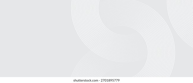 Abstract white glowing geometric lines on gray background. Modern shiny blue circle lines pattern. Futuristic technology concept. Suit for cover, poster,