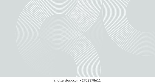 Líneas geométricas brillantes blancas Abstractas sobre fondo gris. Moderno patrón de líneas de círculo azul brillante. Vector de tecnología futurista eps10