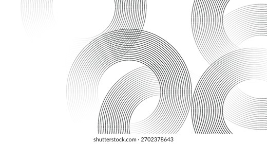 Abstract white glowing geometric lines on gray background. Modern shiny blue circle lines pattern. vector eps10