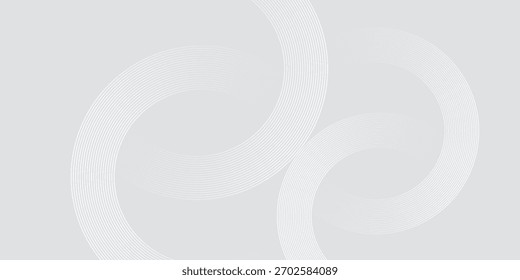 Líneas geométricas brillantes blancas Abstractas sobre fondo gris. Moderno patrón de líneas de círculo azul brillante. Concepto de tecnología futurista. Vector 10.
